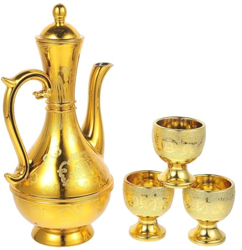 SUPBEI Ensemble de Théière à Café Turc, Tasse à Offrande Bouddhiste, Calices, Gobelets, Bouilloire à Eau Dorée, Pichet à Thé Arabe, Théière à Bec étroit pour Bar, Fête de Thé