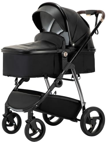 Lnhcrbs Passeggino 3 In 1 Con Seggiolino Auto, Carrozzina Reversibile Rivestita Con Zanzariera, Con Sacco A Mummia,Per Bambini 0-4 Anni Zanzariera Passeggino One-Touch Con Seggiolino Auto.