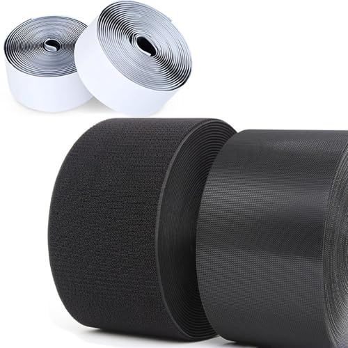 Boolico Upgrade Klettband Selbstklebend Extra Stark, 10 CM Breite 3 Meter Lang, Schwarz