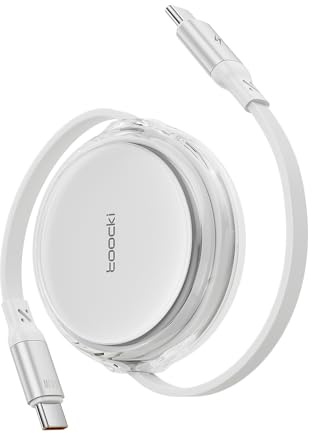 toocki USB C Kabel, 100W PD 5A QC 4.0 Mini Einziehbar Schnellladekabel USB C auf USB C Kabel, 4-stufige Länge Voreingestellter USB C Ladekabel für iPhone 17 16 Pro Max, MacBook, tablet, Samsung S24