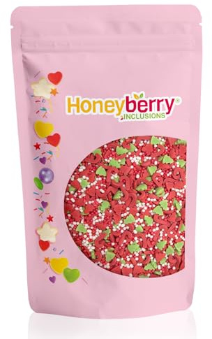 HONEYBERRY Weihnachtsstreusel Mischung 200g – Natürliche Essbare Streusel für Tortendeko – Streusel für Weihnachten, Zuckerstreusel zum Verzieren von Kuchen, Muffins, Desserts - Hergestellt in der EU