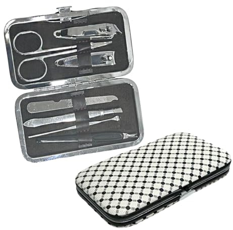 Set de Manicura de Viaje, Kit de Manicura para Viajes, Juego de Manicura, Cortaúñas, Lima de Uñas, Tijera Pequeña, Pinzas, Estuche de Manicura de Viaje,