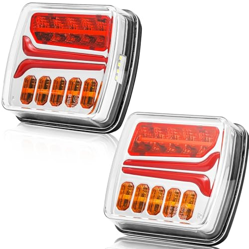 ETUKER 2x LED Rückleuchten Anhänger 12v24V 4Funktion Rücklichter Anhänger Heckleuchten Leuchte Wasserdicht