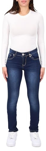 Malito K009 Jean pour femme - Taille basse - Coupe skinny - Élastique - Denim stretch - Taille basse - Coupe slim, Denim bleu., 46/mince