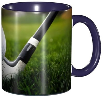 KHDKLXOHZ Tazza in ceramica a doppio colore con pallina da golf carina - Tazza da caffè e tè con motivo 3D da 11 once e tazza da tè, tazze in ceramica bicolore