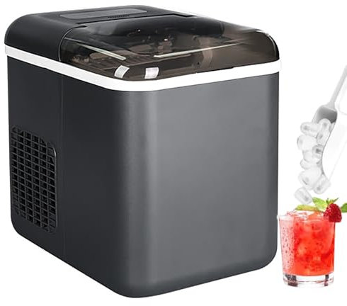 Ice Maker, Smart Control, Smart Touch, può fare 9 cubetti di ghiaccio rotondi in 8 minuti, 12,2 kg al giorno, macchina per ghiaccio multifunzionale per casa, ufficio, feste, nero