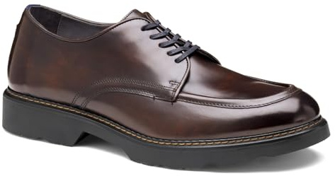 Johnston & Murphy Men's Huxley Moc Toe Derby Lace Up Oxford, Brown Italian Calfskin, 8 M
