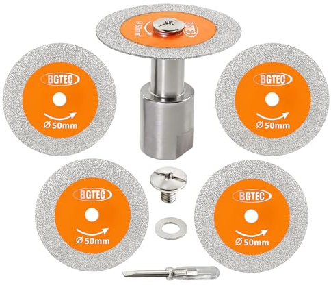 BGTEC Diamant Trennscheibe für Glas - 5 Stück 50MM Glasschneidscheibe mit M14 Gewindeflansch für Glas Jade Kristall Weinflasche Fliese