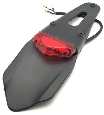 matrícula de Motocicleta para Enduro Motocross Motocicleta Trasera para Guardabarros Soporte para Placa Matrícula con Luz Trasera LED 12V Lámpara Freno Universal Eliminador De Guardabarros(Red)