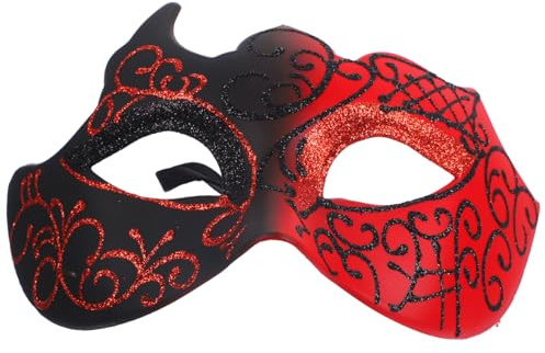 AKOOSY Máscara de Media Cara para Fiesta de Unisex Diseño de Negro y Rojo Decorativa y Ligera para Disfraces y Halloween