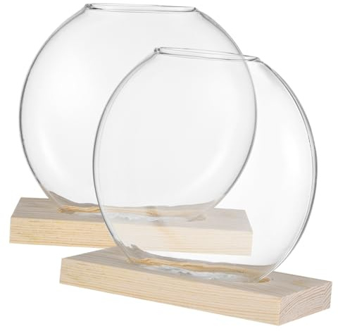 VICASKY 2 Ensembles Lot de Vases Verre Transparent avec Base pour Plantes Hydroponiques et Décoration Intérieure Petit Terrarium Élégant pour Salon Bureau et Salle de Bain Style