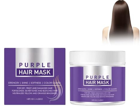 Purple Haarpflege Maske, 120 G Keratin Haarkur Haar Maske Colour Gloss Haarmaske Purple Mask Mit Anti-Gelbstich Effekt, Haarpflegemaske Temporäre Haartönung Für Gefärbtes, Trockenes,Geschädigtes Haar