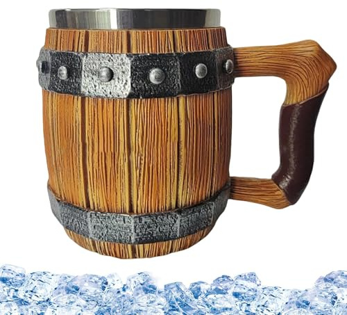 Boccale per birra, in resina anticata, per bar, pub, ristoranti, feste, festival, alcool, tè, bevande calde o fredde
