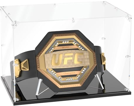 Acrylic Champion Belt Display Case, Clear Collector Showcase with Dust-Proof & UV Protection, Premium Display Box for Collectibles, Wrestling & MMA Championship Belts (Belt Display Case & Stand)
