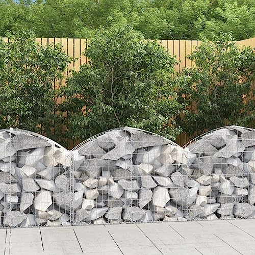 Hoopleep Gabion avec arche surélevée 100 x 30 x 60/80 cm, fer galvanisé, métal robuste pour jardin, parterre surélevé et aménagement extérieur, jardinière durable