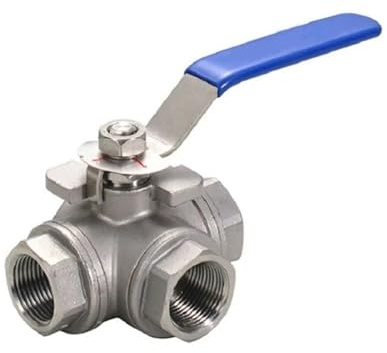 304 Stainless Steel 1/4 3/8 1/2 3/4 1 Lnch Female Full Port T/L-Port 3 Way Ball Valve 1Pcs(3/8,L-Type)
