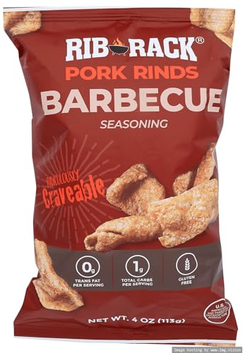 Rib Rack Barbecue Pork Rinds 4 oz (Pack of 6)