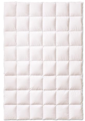 Künsemüller Sweet Dreams Daunenbettdecke Dauneneinziehdecke Medium - Ganzjahresdecke, 135x200 cm, 90% Daunen 10% Federn, Mako-Baumwolle, Atmungsaktiv und Feuchtigkeitsregulierend