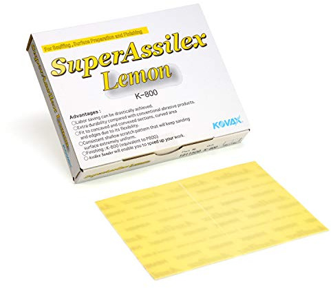 Super Assilex Flexible Sanding Sheets, Lemon K-800, Hook & Loop, 191-1509, 25 Sheets