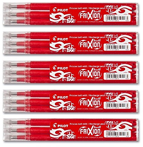 Pilot FriXion Ball Tintenroller -5 Ersatzminensets zu je 3 Stk. Rot 15 Minen