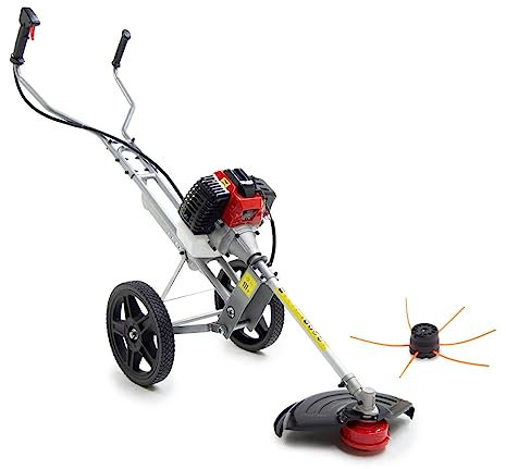 Fox 52cc 2 Stroke Petrol Lawn Ranger Wheel Mounted Grass Trimmer with Easy Start Technology, Low Vibration System & Tap & Go Feeding System - 2 Years Warranty