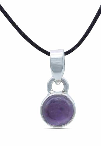 mantraroma Edelstein Kettenanhänger an Band Silber 925 echt für Damen | echtes Silber, verschiedene echte Steine zur Auswahl, Kettenanhänger am Band, handarbeit aus Indien, im Geschenkbeutel
