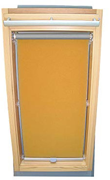 Rollo für VELUX Dachfenster THERMO Alu-Rückseite Dachfensterrollo für TYP GGL/GPL - 606 oder S06 - Farbe Gelb - mit Haltekrallen