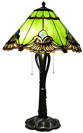 AIBOTY Tiffany Style Table Lamps Baroque Multicolor Liaison Stained Glass 16 Inch Shade Resin Base 2 Light for Living Room Bedroom Desk Beside Reading,A