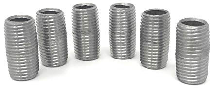 1/4” x 1” Close Nipple, Industrial Steel Grey Fits Standard Half Inch Black Threaded Pipes Nipples and Fittings, Build Vintage DIY Furniture, 6 Pack