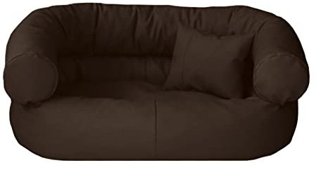 Juelle Hundebett aus Kunstleder, Kissen für Große Hunde Abziehbarer Bezug, flauschiges Hundesofa, Bett Hundesessel Fergus S-XXL (140 x 100 cm, Dunkelbraun)