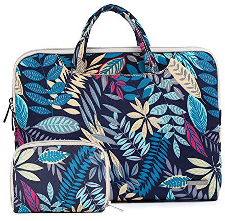 fdsmall 11.6 Inch Laptop Case - Canvas Computer Bag, Protective Notebook Briefcase Cover, Compatible with MacBook Air, MacBook Pro, Tablet PC, Ultrabook, Netbook (Blue Leaves)