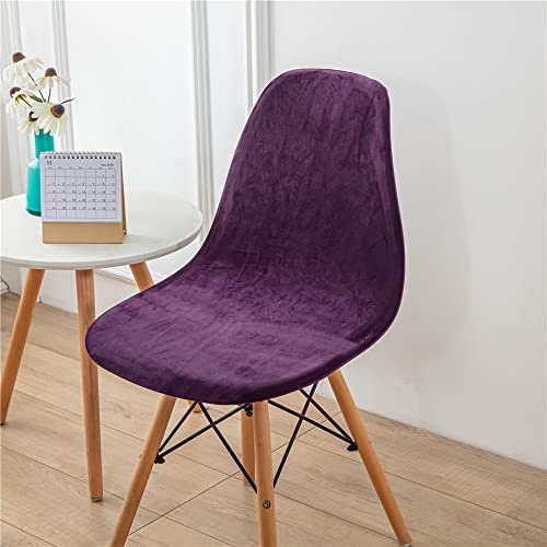 Highdi Samt Schalenstuhl Bezug, Einfarbig Stuhlbezug 2/4/6 er Set Stuhlbezüge Stretch Esszimmerstühle Bezug Moderne Elastischer Stuhlhussen Abnehmbar Waschbar Küchenstühle Husse (Lila,4 PCS)