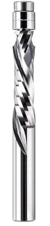SpeTool Bündigfräser 8mm Schaft Up&Down Kopierfräser für Oberfräse Kompressions 32mm Schnittlänge Extra Lang VHM Fräser Spiralgenutet doppeltem Kugellager Unten Spiralnutfräser zum Holzbearbeitung