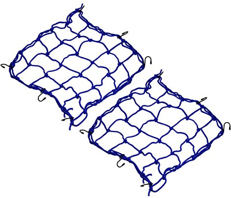 PATIKIL 15x15 Motorcycle Cargo Net, 2 Pack Luggage Debris Tie-Down Net Extendable Rubber Rope Cover with 6 Hooks for Travel Camping, Blue