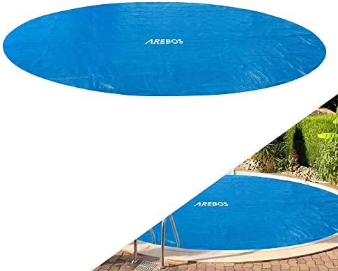 Arebos Copertura solare per piscina rotonda Ø 4,57 m Blu | Spessore 120 µm | Tagliabile su misura | Mantiene e riscalda l’acqua della piscina