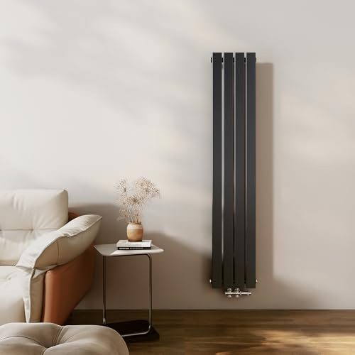EMKE Radiador pequeño de 1600 x 300 mm, radiador vertical, cuarto de baño, estrecho, alto, radiador plano, conexión central, panel calefactor de diseño, de una sola capa, radiador de pared, antracita