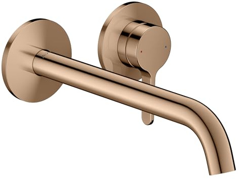 hansgrohe AXOR One Einhebel-Waschtischarmatur Unterputz für Wandmontage mit Hebelgriff und Auslauf 220 mm, 48120300, Farbe: Polished Red Gold