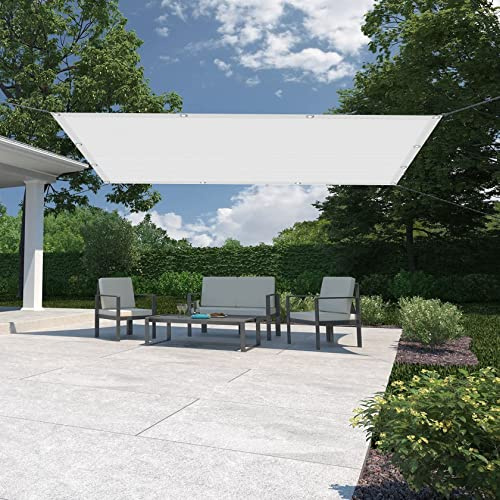 Tenda a Vela 4 x 6 m Impermeabile e Resistente Telo Ombreggiante Quadrato Impermeabile con corda libera per Giardino, Patio, Pergola, Bianco