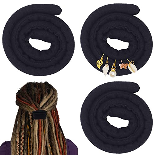 3 Stück Spiral Lock Hair Tie Dreadlock Haargummi Set Dreadlock Zubehör für Frauen und Männer Dreadlocks Pferdeschwanz Halter Dread Haarbinder für Braids dickes lockiges Haar (40 cm/16 inches, Schwarz)