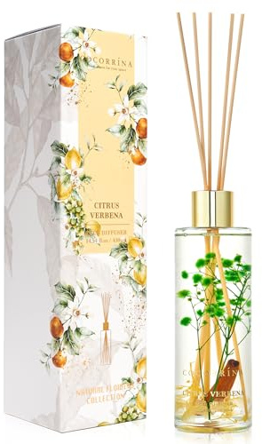 COCORRÍNA Raumduft mit Duftstäbchen, 430ml Citrus Verbena Reed Diffuser, Lufterfrischer für Badezimmer, Regal, Heimdekoration