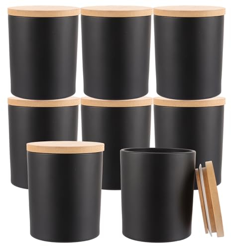 YAYODS 8 Pièces bocaux de conservation ronds en verre - 300 ml bocaux à bougies - pots à bougies Avec couvercle en bambou - pots de bougies Pour fabrication de bougies, aromathérapie, parfums, tampons