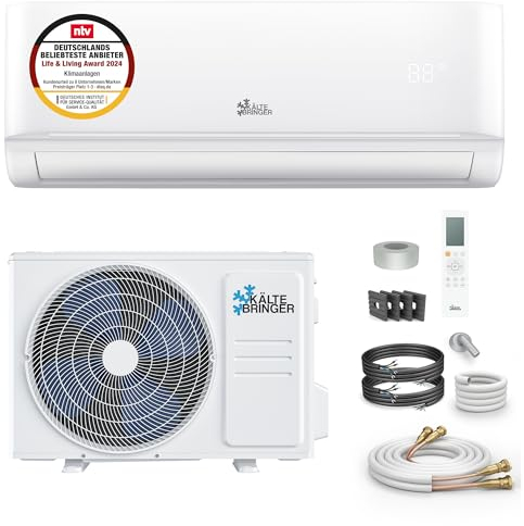 Kältebringer Split Climatiseur Quick Connect 12000 BTU - 3,5 kW - Avec fonction de chauffage - très silencieux & économe en énergie - Marque de qualité Allemande