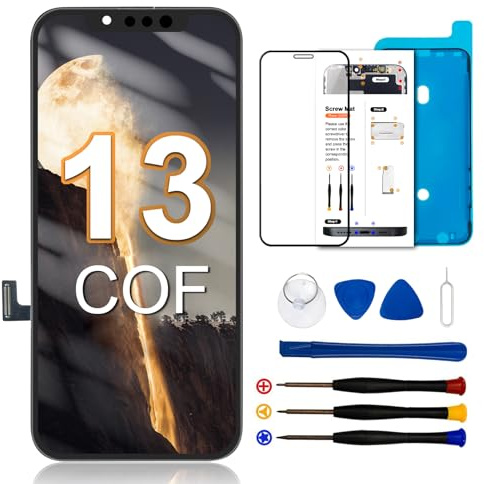 Dinow Écran pour iPhone 13 COF, 6.1 Ecran pour iPhone 13 LCD Replacement, LCD Display pour iPhone-13 avec Kits d'outils de Réparation, Compatible avec modèle A2482/ A2631/ A2634/ A2635/ A2633