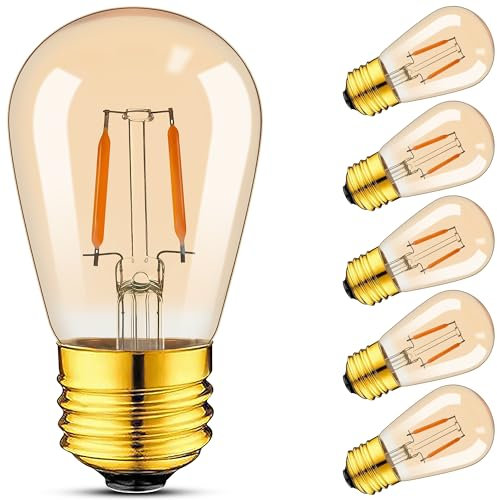 Hcnew Glühbirne E27 LED Warmweiss 2200K 1W Ersetzt 10 Watt Glühlampen Retro lampen Filament LED Birnen Vintage Edison ST45 S14 Leuchtmittel Lichterkette Deckenleuchte 220V,Nicht Dimmbar,6er-Pack
