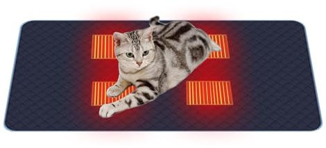 Heizbett für Tiere – USB-Heizkissen, verstellbar für Katzen und Hunde | Heizmatte mit 4 Zonen, perfekt zum schnellen Aufwärmen von Haustieren, Verwendung im Innen- und Außenbereich, Ma