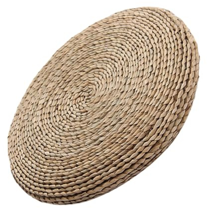 RORPOIR Tatami Mattenkissen Strohkissen Mit Baumwollfüllung Rund 45x8cm Handgewebt Atmungsaktiv Für Yoga Und Bodensitzkissen in Wohnräumen