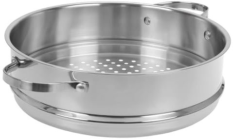 GRÄWE Vaporera de acero inoxidable de 28 cm para cocinar al vapor Pro-Line, inserto de vapor robusto para una cocción saludable de verduras, pescado y carne, acero inoxidable 18/10