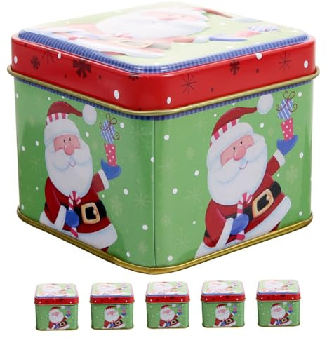 PRETYZOOM 6pcs Christmas Iron Box Packaging Metal Cookie Jar Candy Box for Biscuits Christmas Treat Packing