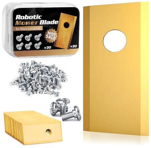 EOPUOZS 30pcs Lames Robot Tondeuse pour Worx Landroid, Lames de Rechange de Haute Qualité pour Tondeuses à Gazon avec Vis Correspondantes, Lames en Titane Compatibles avec Worx, LandXcape et Einhellzl