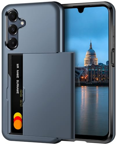 Coolden for Samsung A16 Phone Case Samsung A17 Phone Case with Card Holder | Heavy Duty Protective, Hard PC Back Soft TPU Bumper Card Slot Wallet Cover for Samsung Galaxy A16/A17 Phone Case, Navy